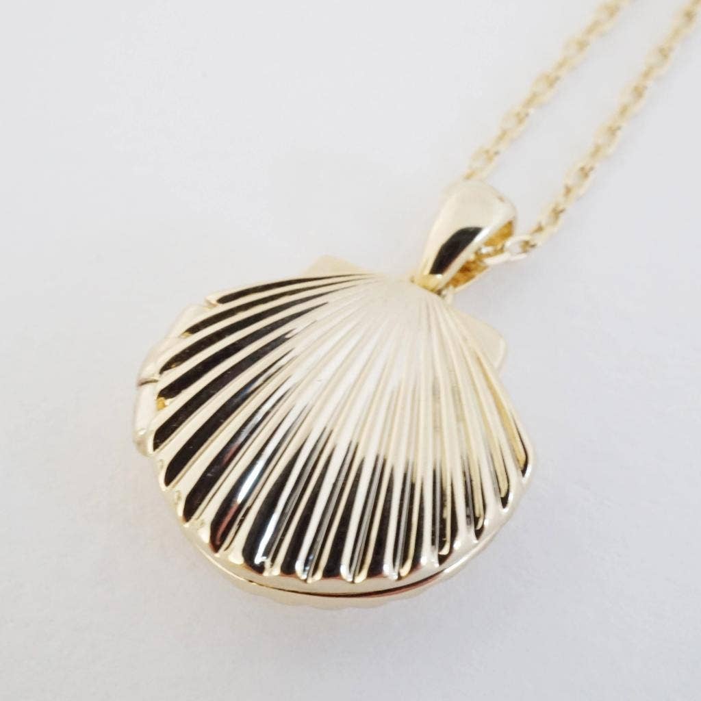 Shell Locket Necklace, Gold
