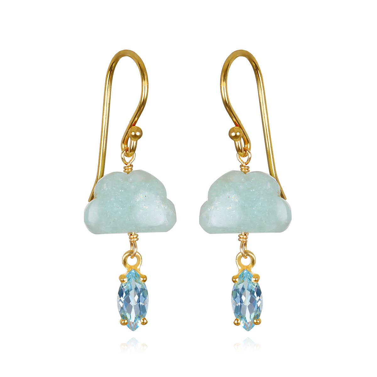 PRE-ORDER May 30th: Cloud Dangles, Aquamarine & Topaz Earrings, Gold Filled, by Amelia Rose