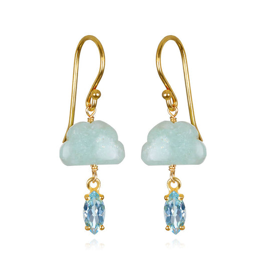 PRE-ORDER May 30th: Cloud Dangles, Aquamarine & Topaz Earrings, Gold Filled, by Amelia Rose