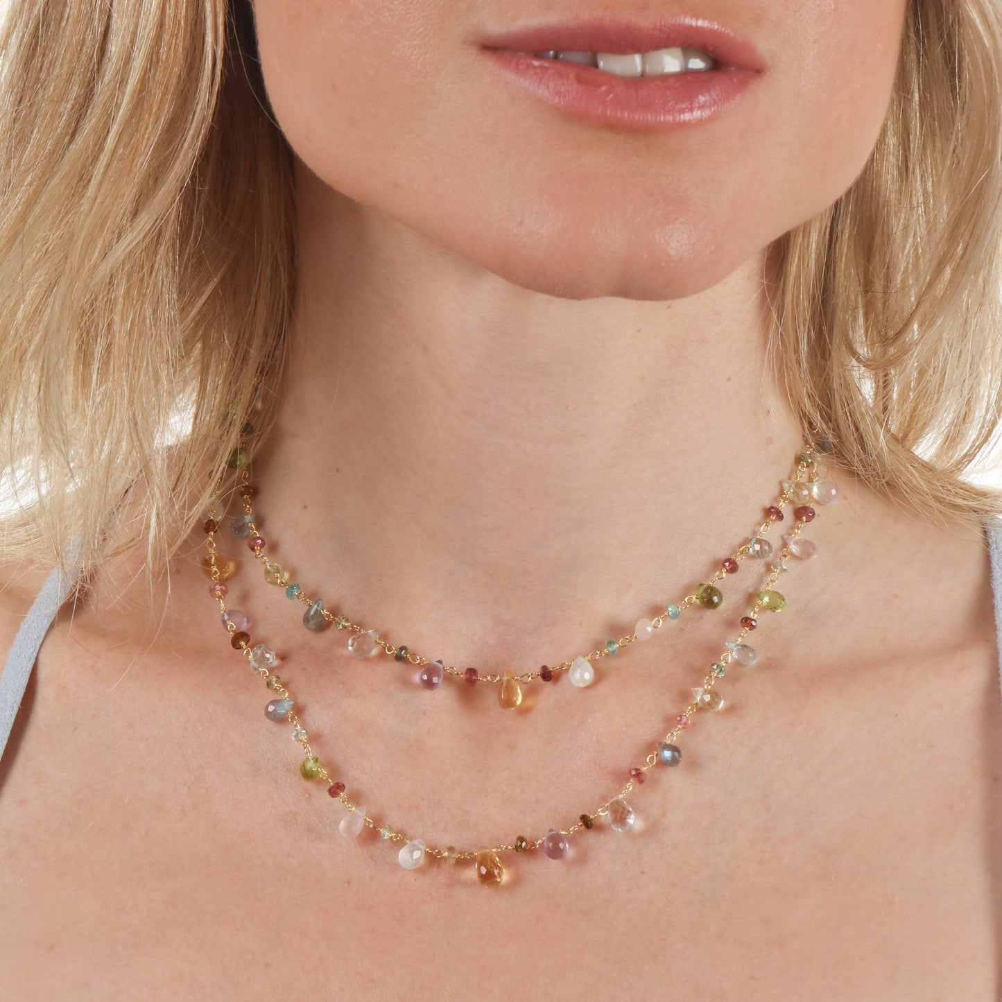 Wildflower Gemstone Choker, Gold, Amelia Rose Jewelry