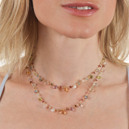 Wildflower Gemstone Choker, Gold, Amelia Rose Jewelry
