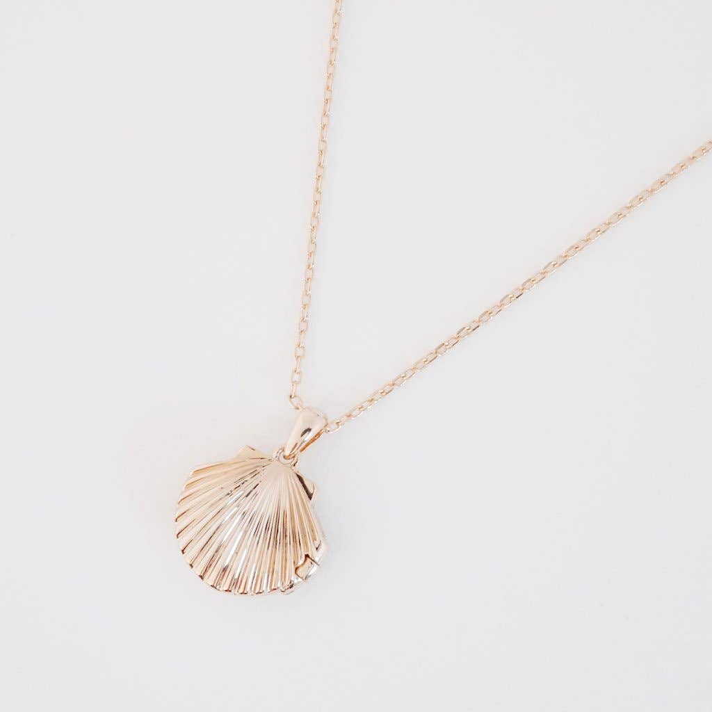 Shell Locket Necklace, Gold