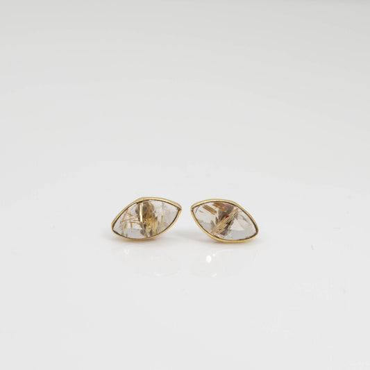 Rutile Rose Cut Stud Earrings, Gold, Coming May 27th
