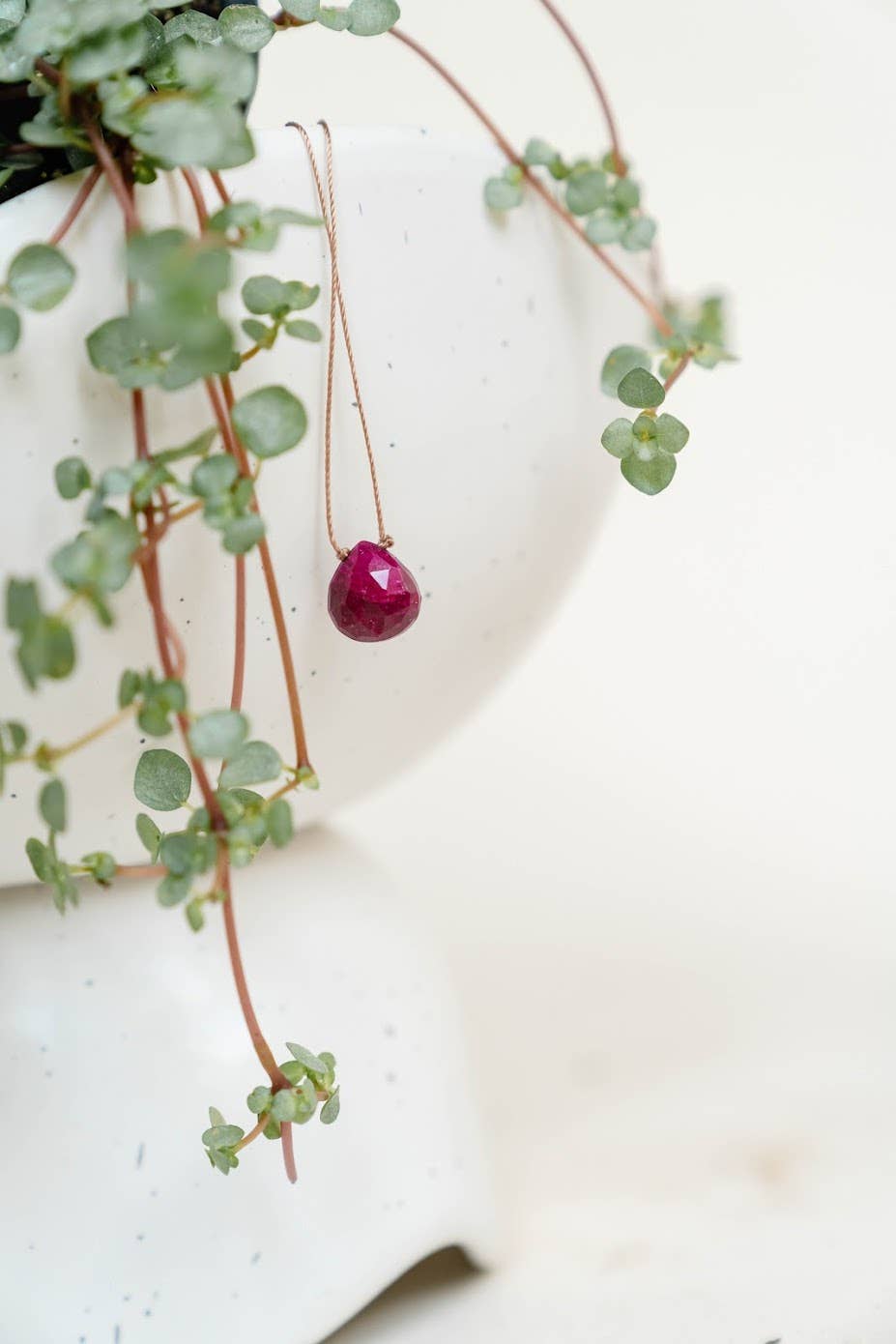 Ruby Faceted Teardrop Necklace: 18 inches