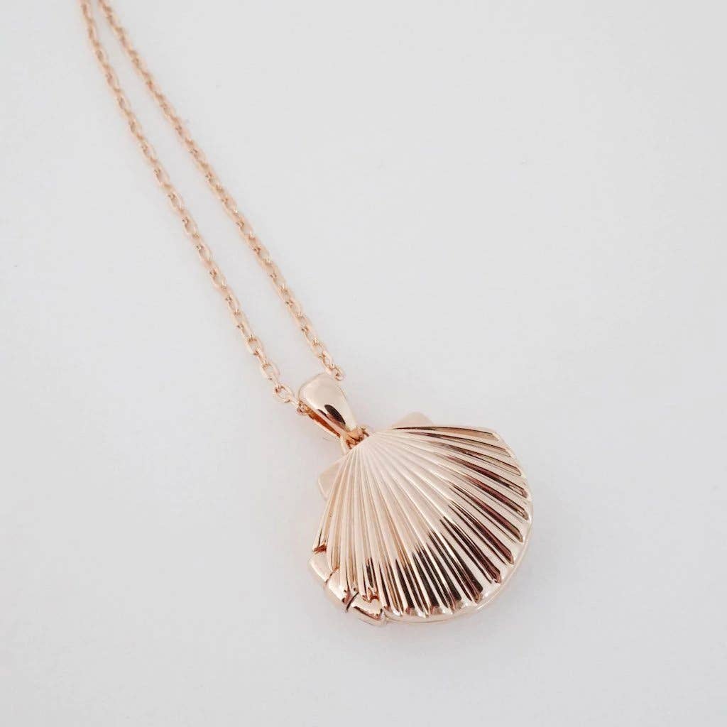Shell Locket Necklace, Gold