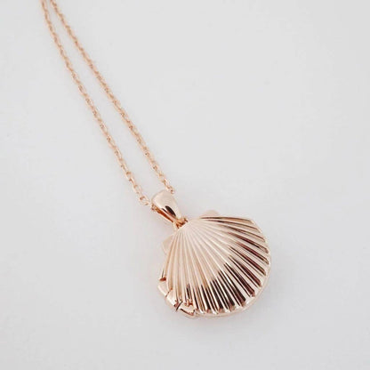 Shell Locket Necklace, Gold