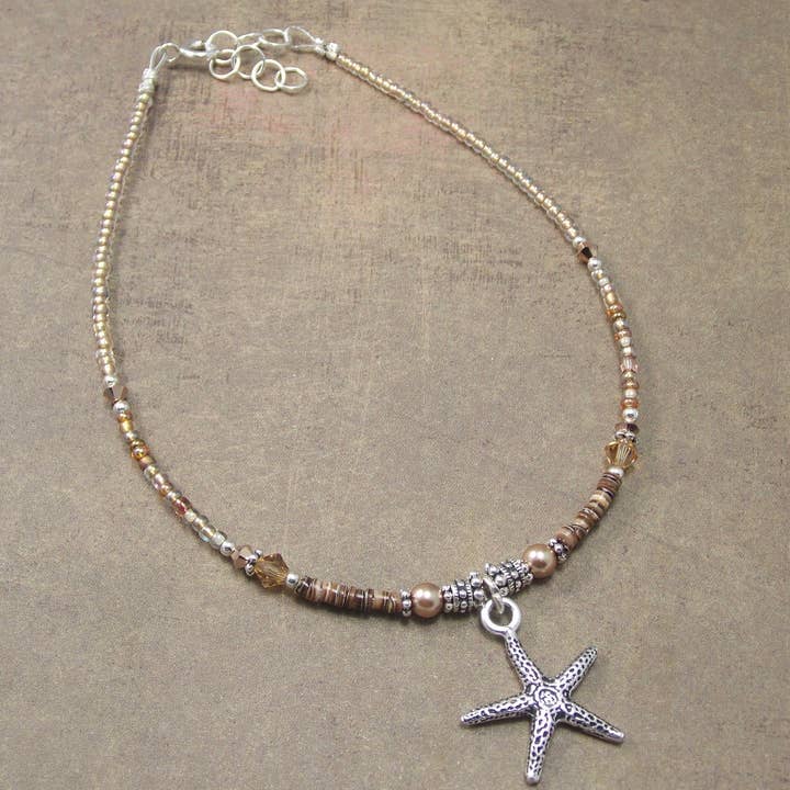 Stone, Crystal and Charm Anklets, Handmade in Wisconsin