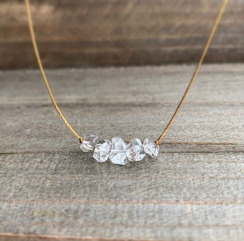 Herkimer Diamond Bar Necklace: 18 inches
