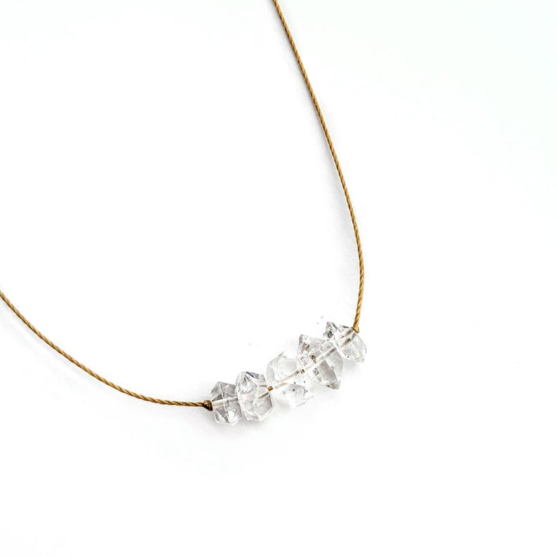 Herkimer Diamond Bar Necklace: 18 inches