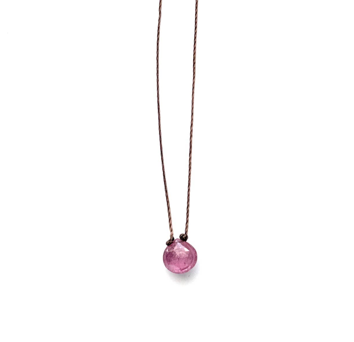 Pink Sapphire Small Faceted Teardrop Necklace : 18 inches