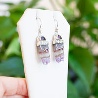 Faceted Amethyst and Agate Earrings