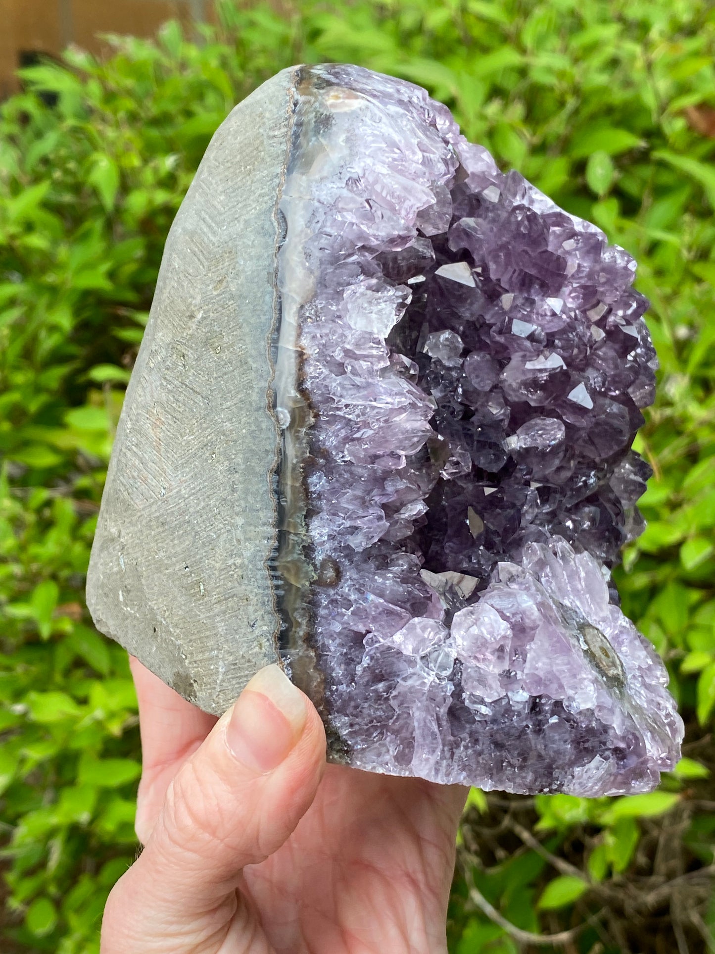 Amethyst Cutbase Geode with stalactite