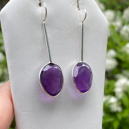 Amethyst Earrings, .925 Sterling Silver