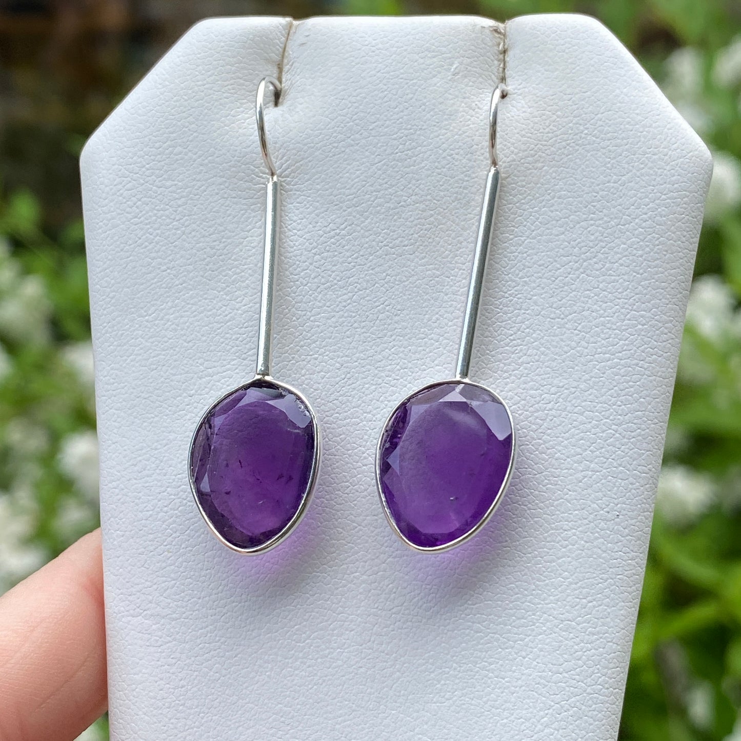 Amethyst Earrings, .925 Sterling Silver
