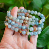 Aquatine Calcite Bracelet, Blue Calcite, Onyx