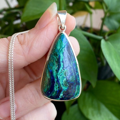 Azurite, Chrysocolla, Malachite Pendant, Sterling Silver