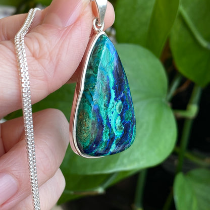 Azurite, Chrysocolla, Malachite Pendant, Sterling Silver