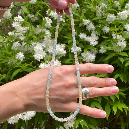 Aquamarine, Morganite Crystal Necklace
