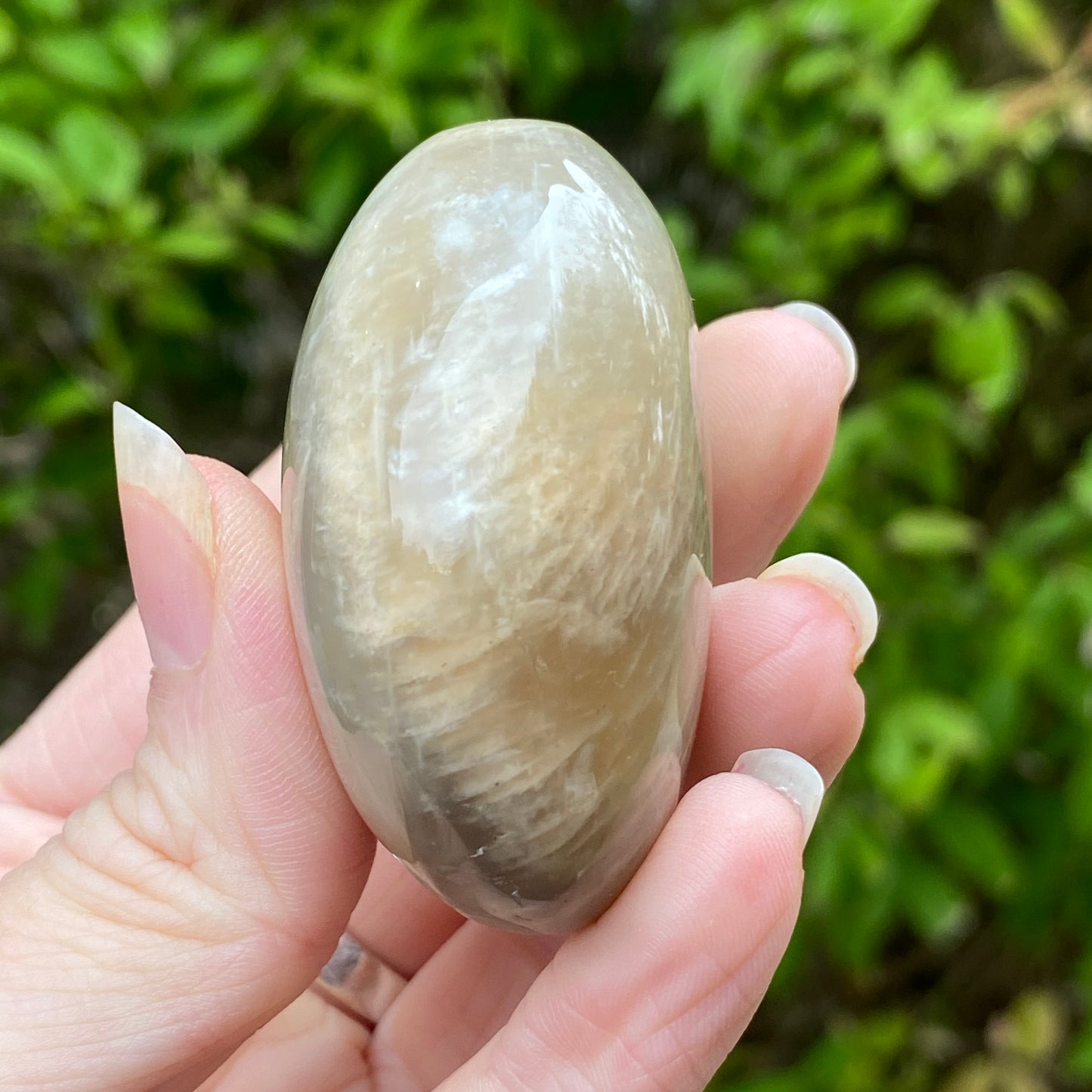 Black Moonstone Palm Stone, Gray Moonstone