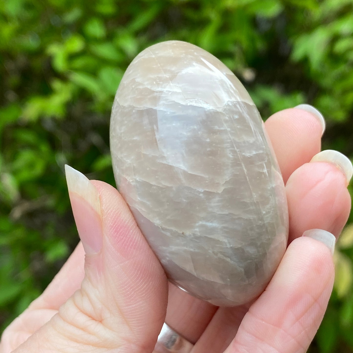 Black Moonstone Palm Stone, Gray Moonstone