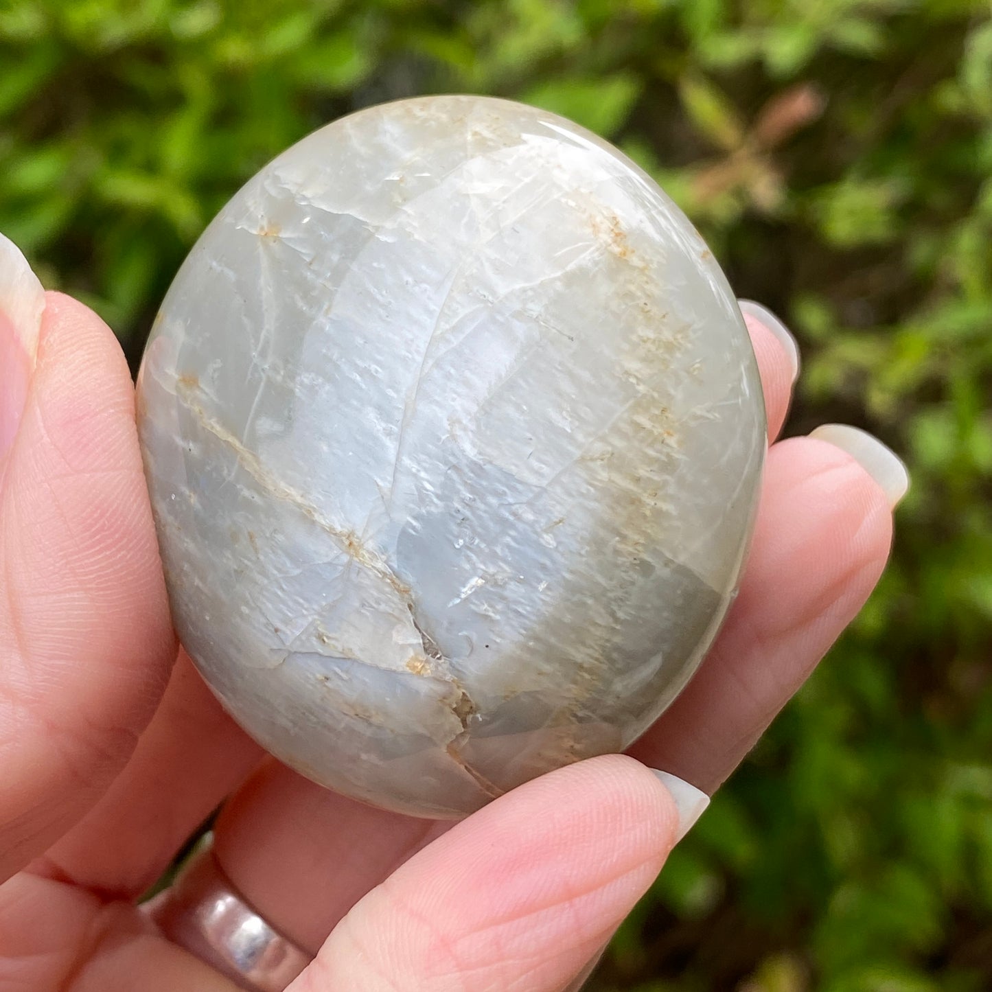 Black Moonstone Palm Stone, Gray Moonstone