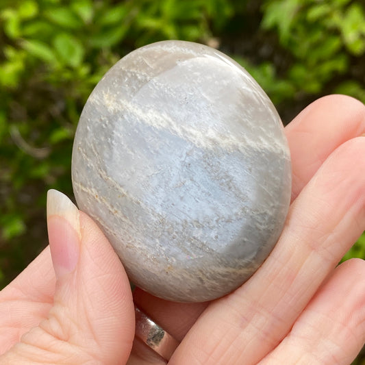 Black Moonstone Palm Stone, Gray Moonstone