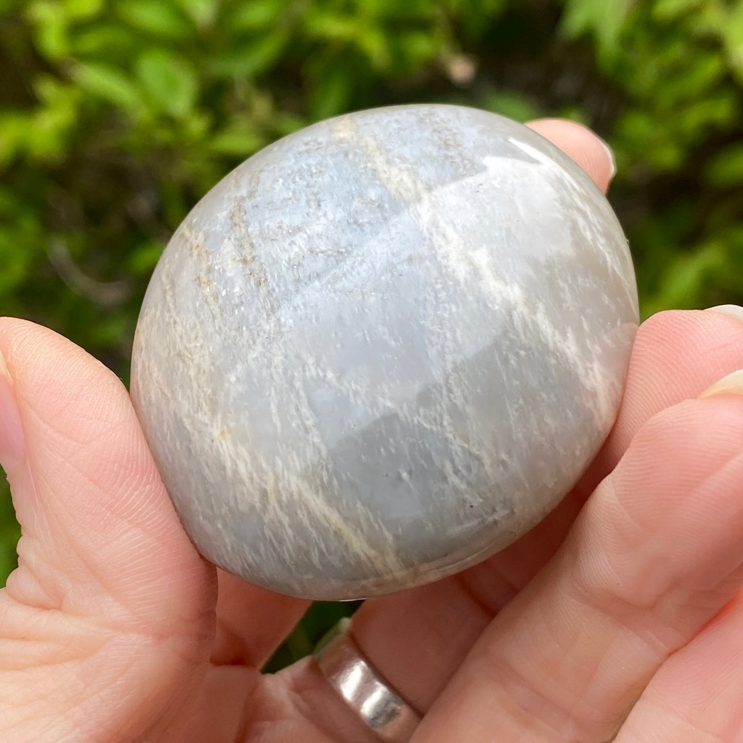 Black Moonstone Palm Stone, Gray Moonstone