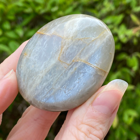 Black Moonstone Palm Stone, Gray Moonstone