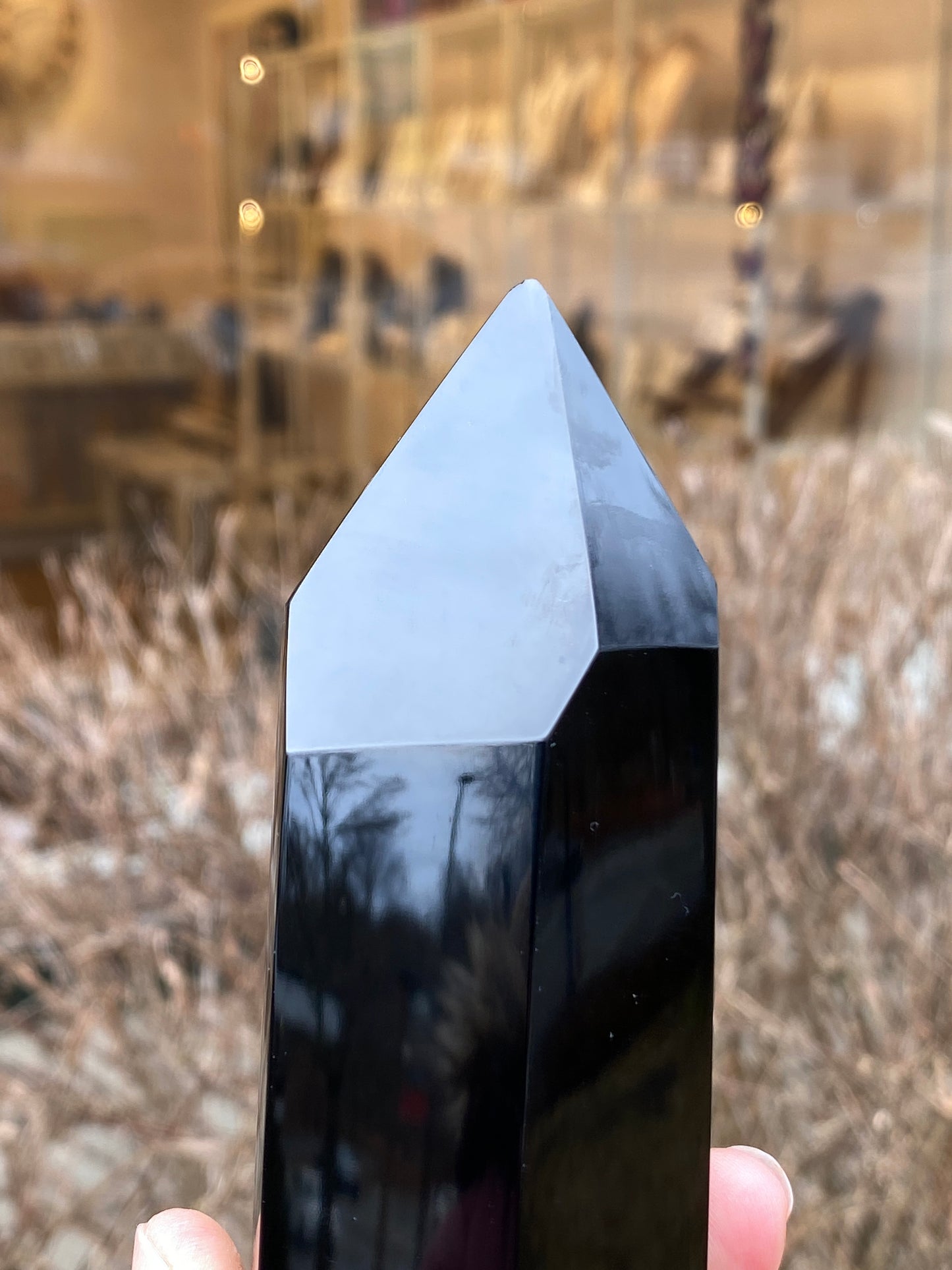 Natural Black Obsidian Tower