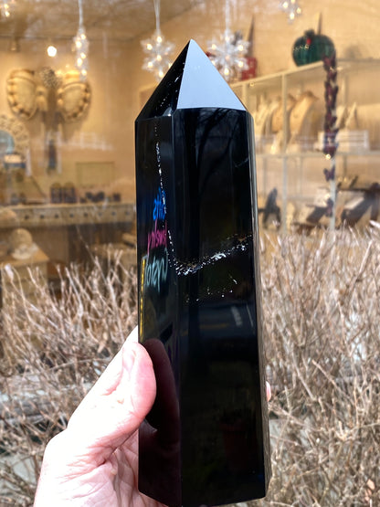 Natural Black Obsidian Tower