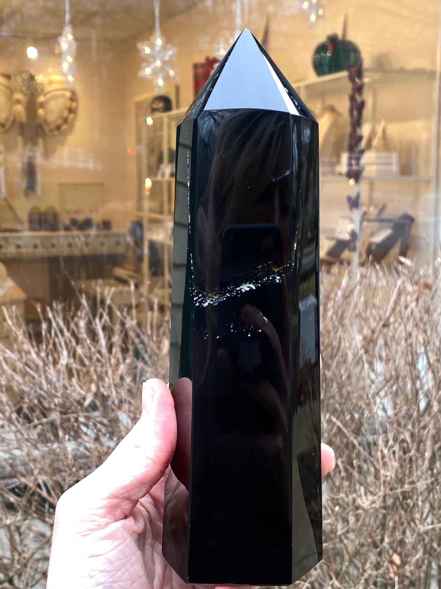 Natural Black Obsidian Tower