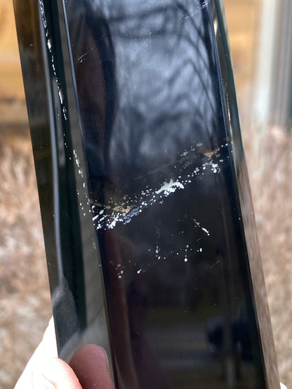 Natural Black Obsidian Tower