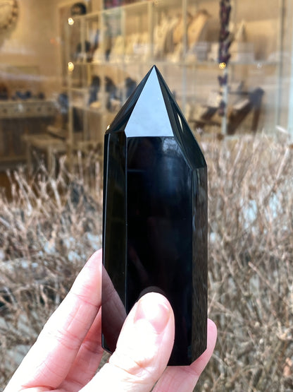 Natural Black Obsidian Tower