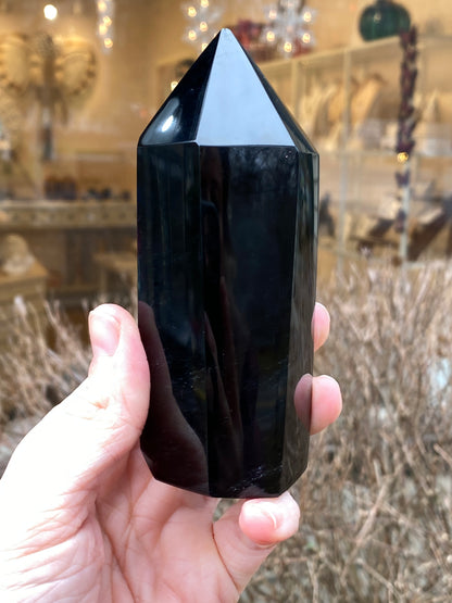 Natural Black Obsidian Tower