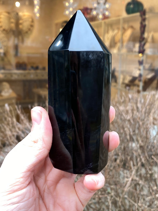 Natural Black Obsidian Tower