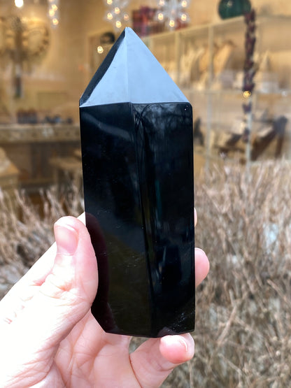 Natural Black Obsidian Tower