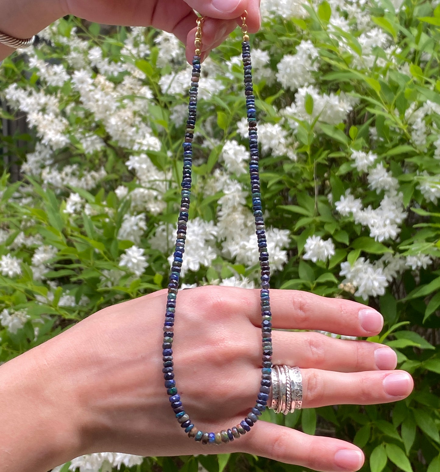 High Fire Black Opal Necklace, Stayish Mine