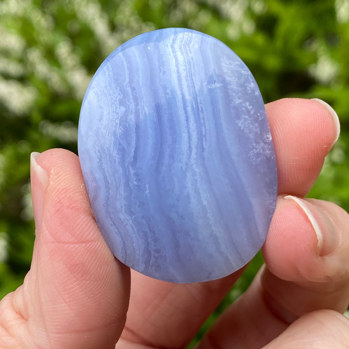 Blue Lace Agate Palm Stone, Exact Shown