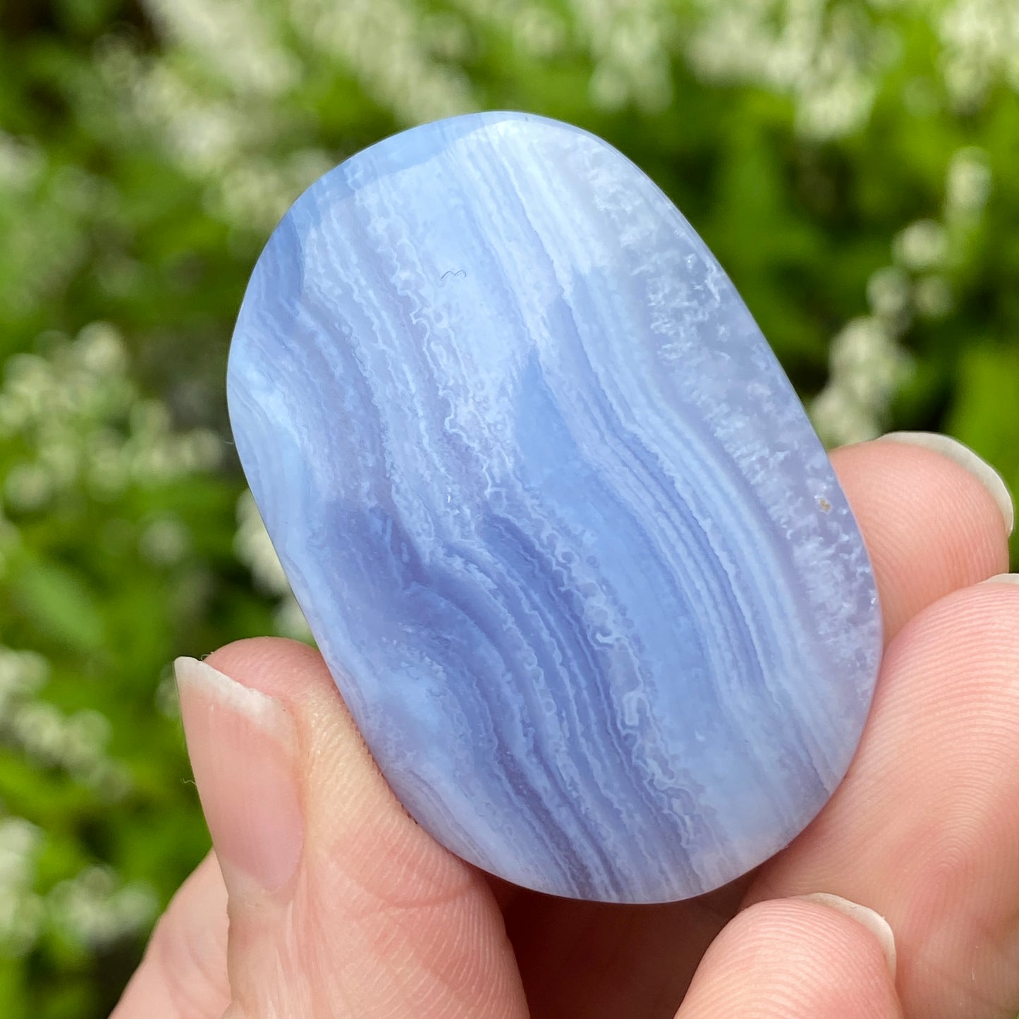 Blue Lace Agate Palm Stone, Exact Shown