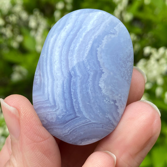 Blue Lace Agate Palm Stone, Exact Shown