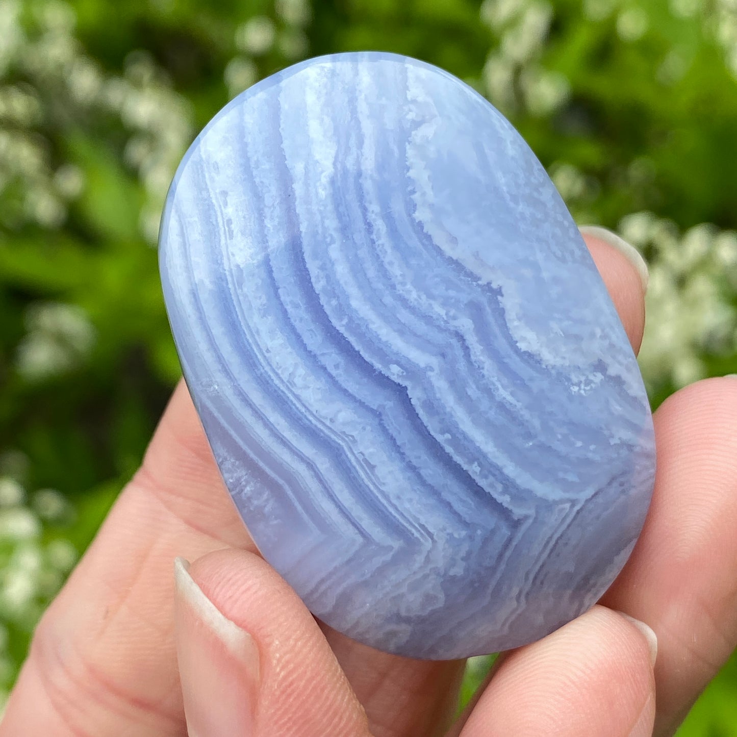 Blue Lace Agate Palm Stone, Exact Shown