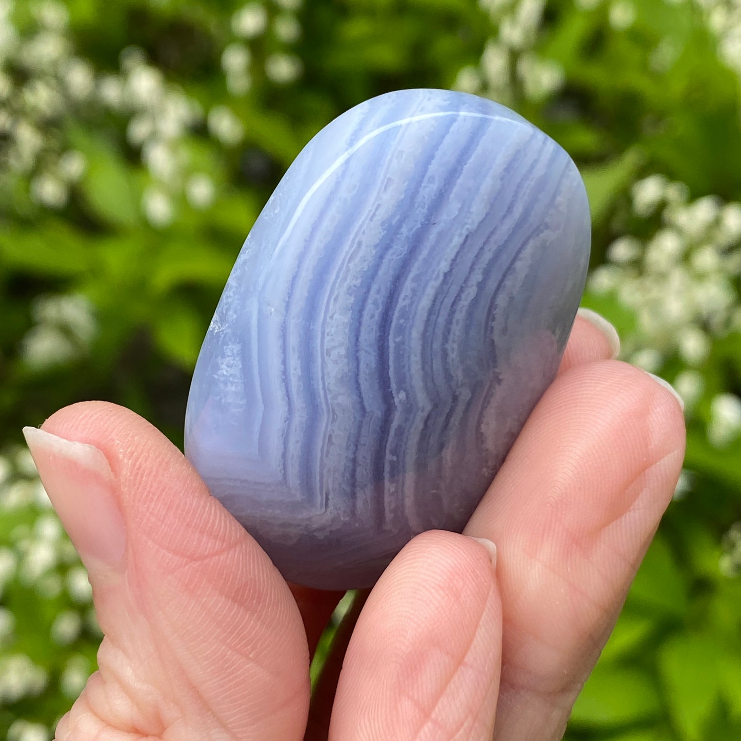 Blue Lace Agate Palm Stone, Exact Shown