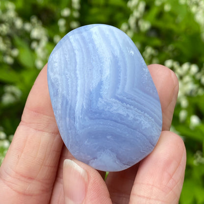 Blue Lace Agate Palm Stone, Exact Shown