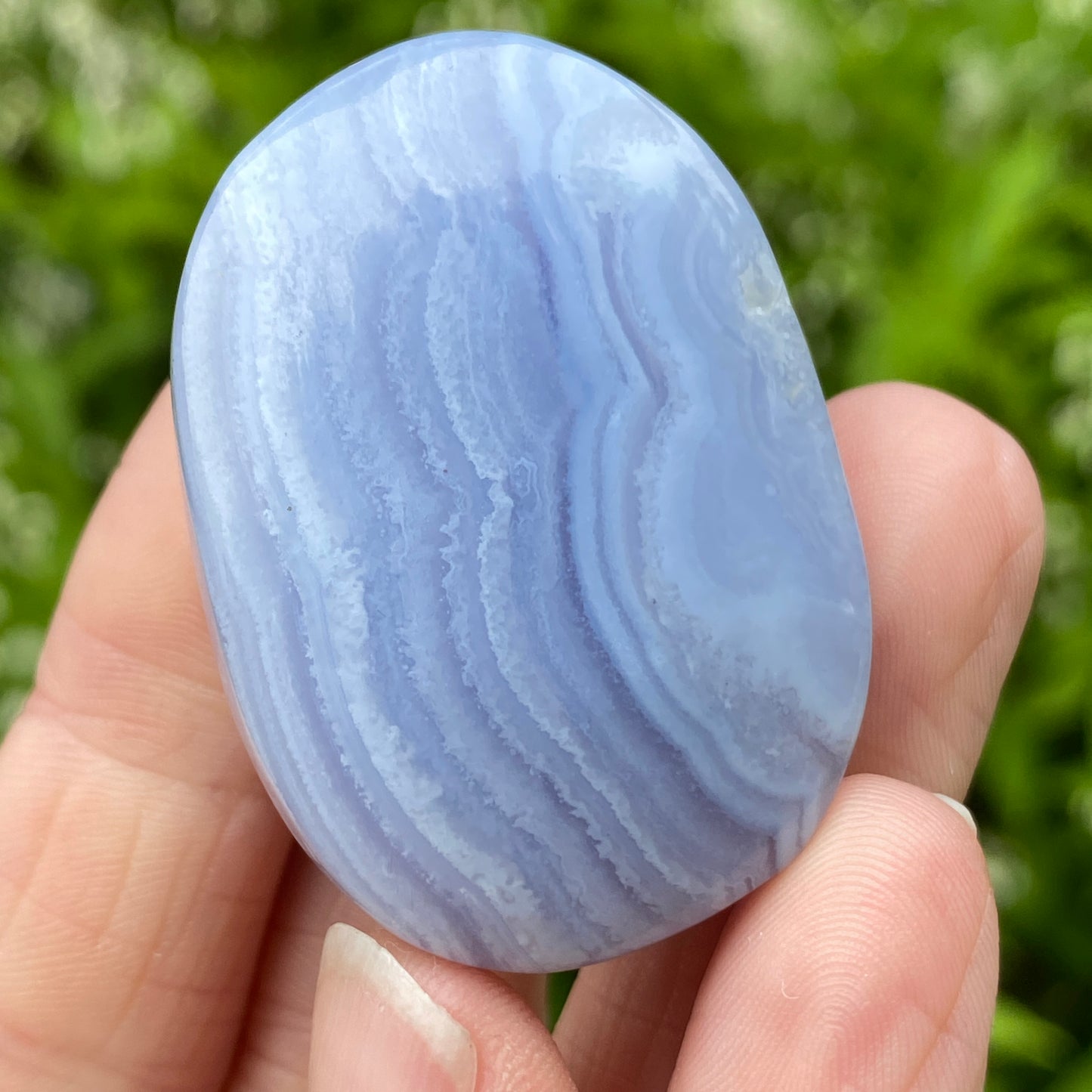 Blue Lace Agate Palm Stone, Exact Shown