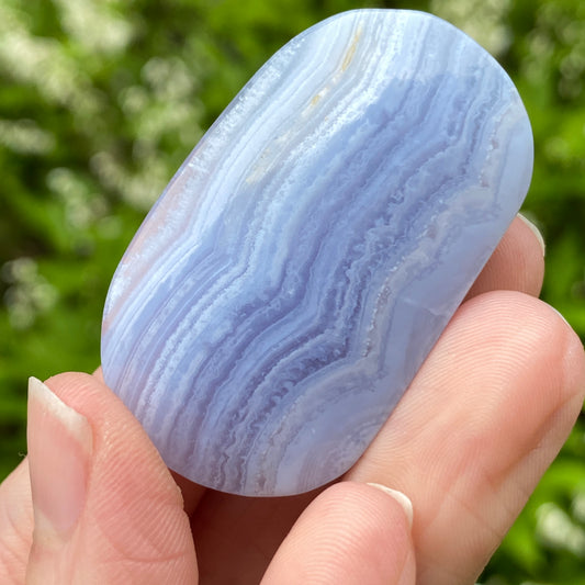 Blue Lace Agate Palm Stone, Exact Shown