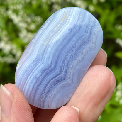 Blue Lace Agate Palm Stone, Exact Shown