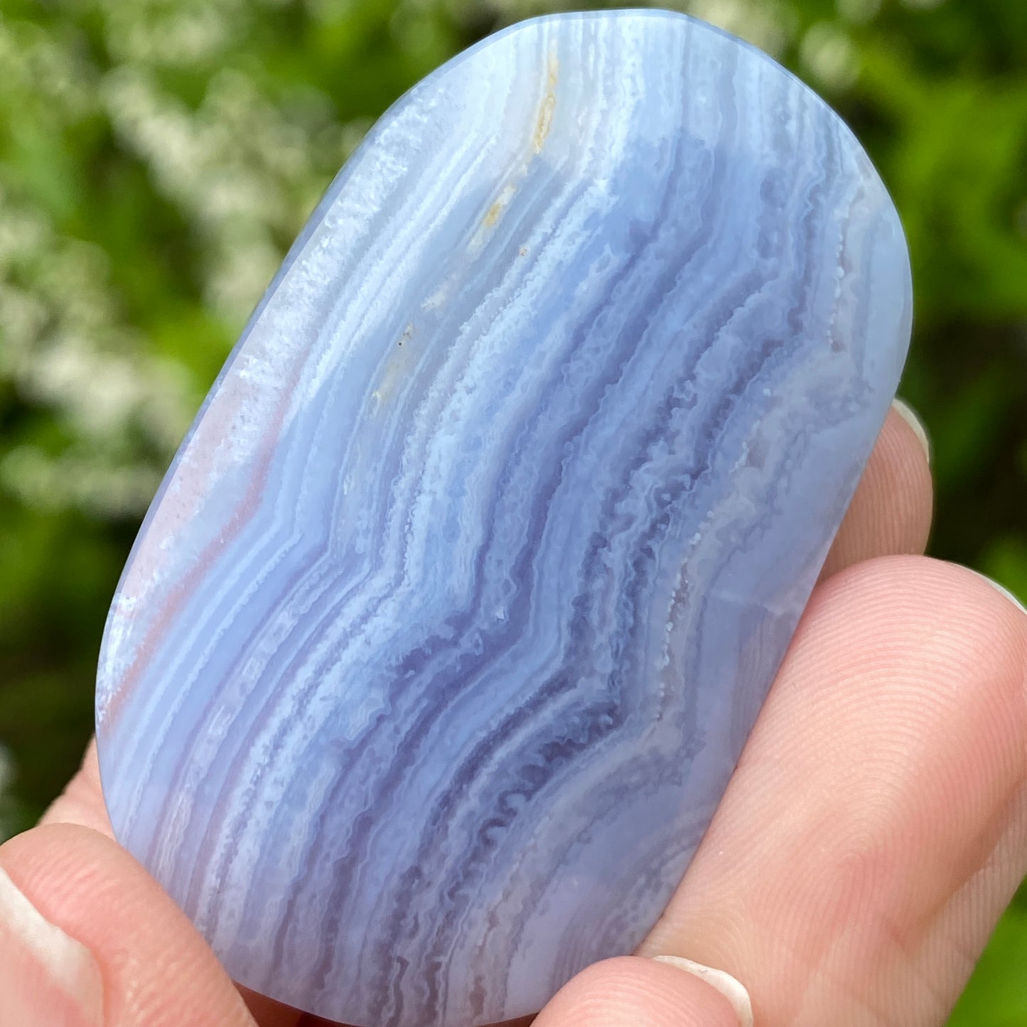 Blue Lace Agate Palm Stone, Exact Shown