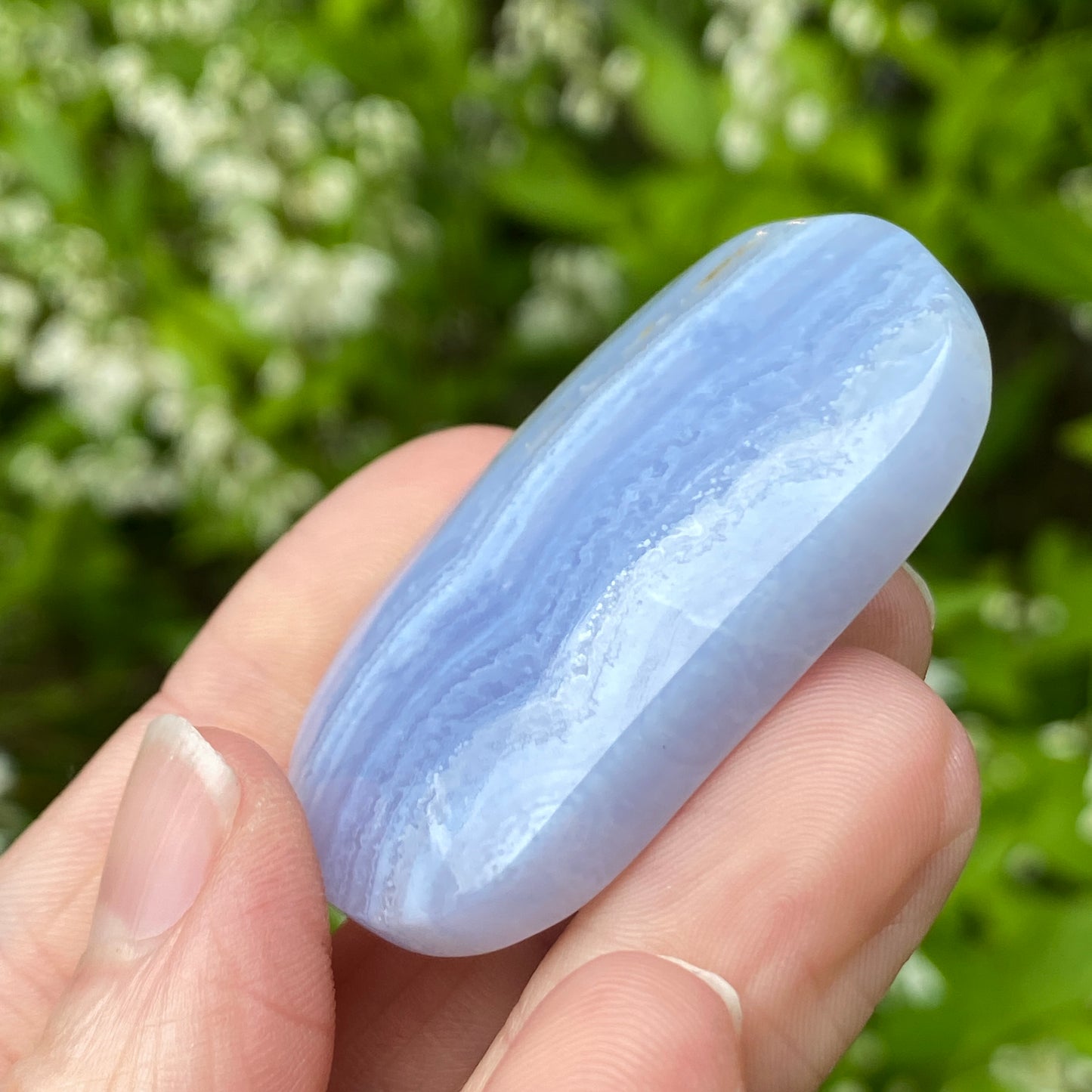Blue Lace Agate Palm Stone, Exact Shown