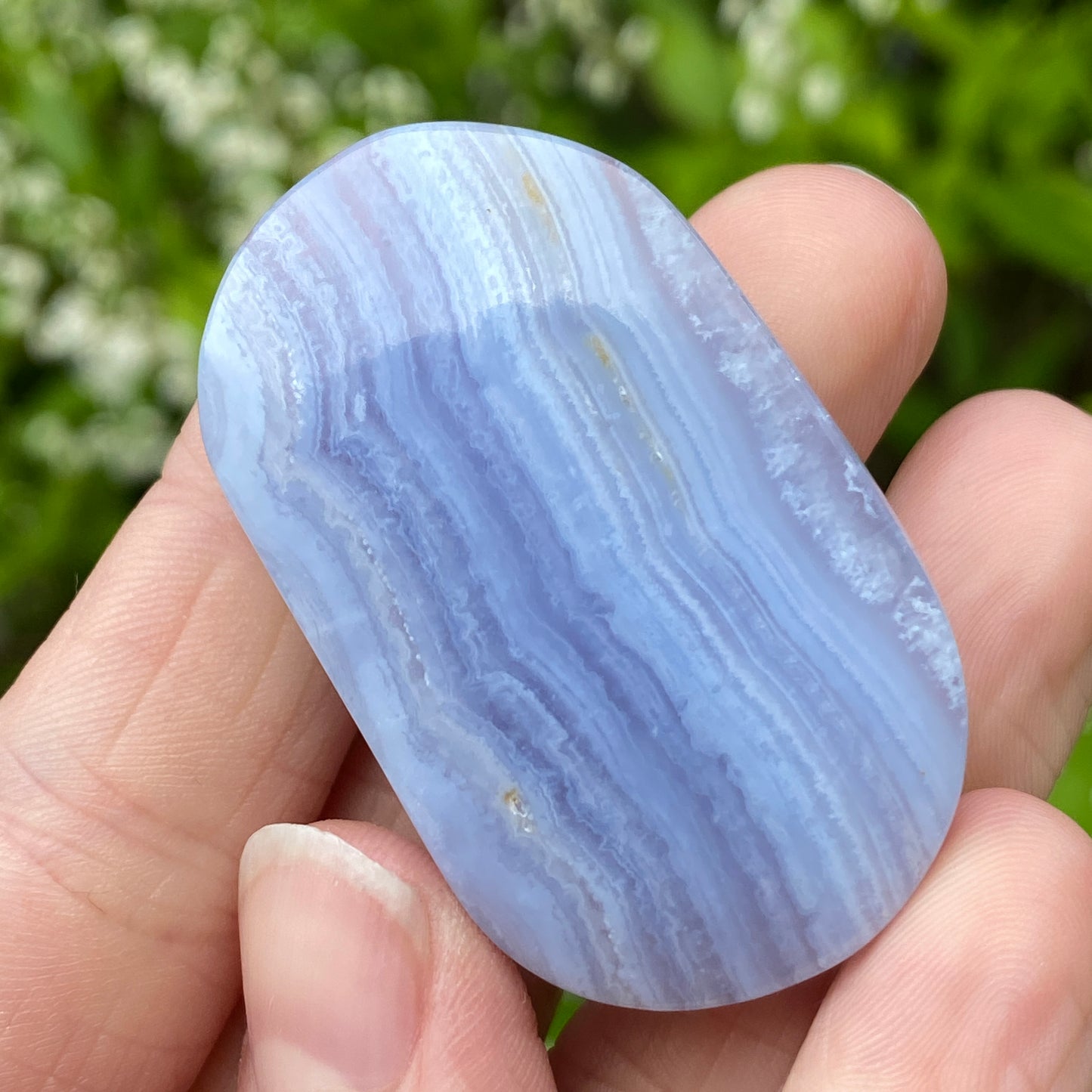 Blue Lace Agate Palm Stone, Exact Shown