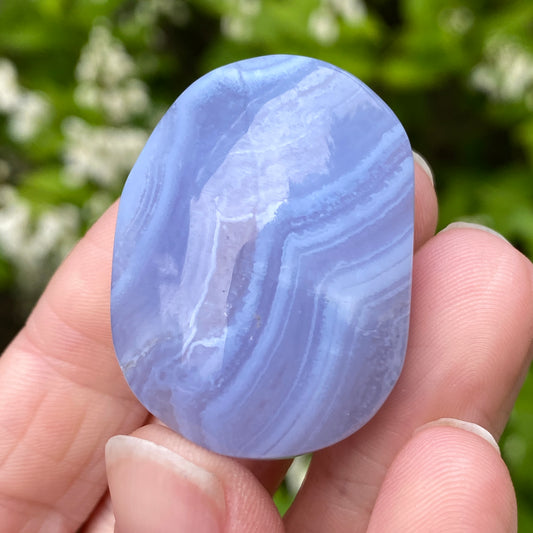 Blue Lace Agate Palm Stone, Exact Shown